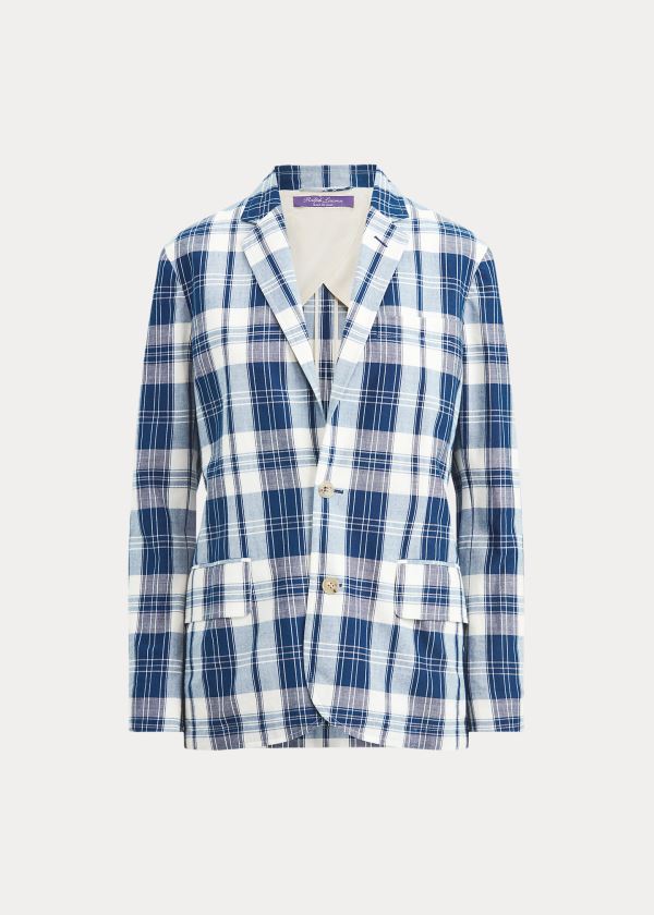 Ralph Lauren Ruthie Bavlněné Madras Jacket Indigo Krém | DeNu9xxU