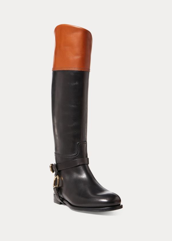 Ralph Lauren Sade Burnished Calfskin Boot Černé Hnědé | tszVtNRG