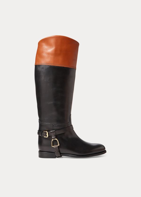 Ralph Lauren Sade Burnished Calfskin Boot Černé Hnědé | tszVtNRG