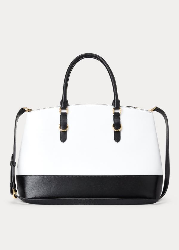 Ralph Lauren Saffiano Large Læder Satchel Bílé Černé | LQER9VTw