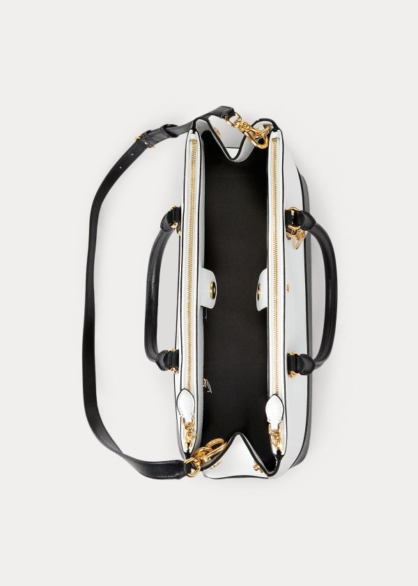 Ralph Lauren Saffiano Large Læder Satchel Bílé Černé | LQER9VTw