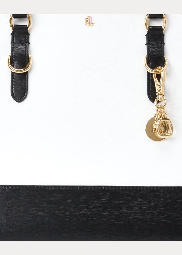 Ralph Lauren Saffiano Large Læder Satchel Bílé Černé | LQER9VTw