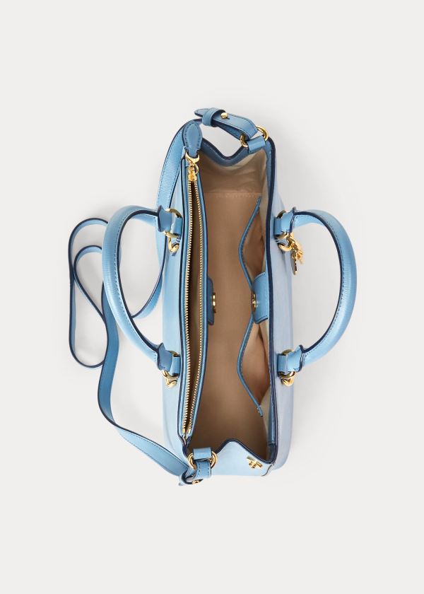 Ralph Lauren Saffiano Læder Mini Satchel Blankyt | q5le3Uxy