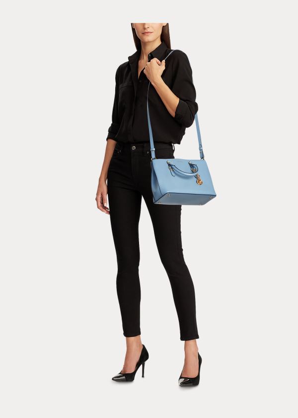 Ralph Lauren Saffiano Læder Mini Satchel Blankyt | q5le3Uxy