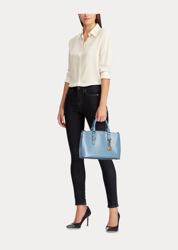 Ralph Lauren Saffiano Læder Mini Satchel Blankyt | q5le3Uxy