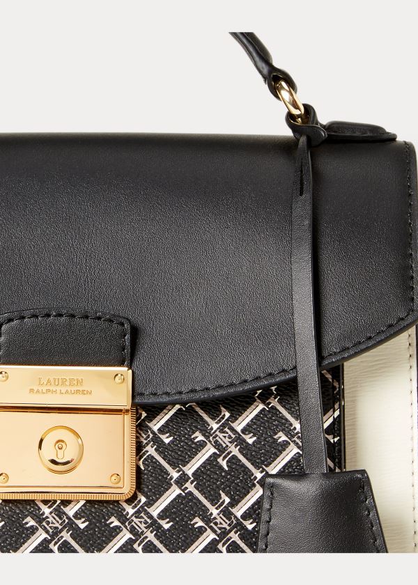 Ralph Lauren Saffiano Læder Satchel Černé Krém | CBxEDGv8