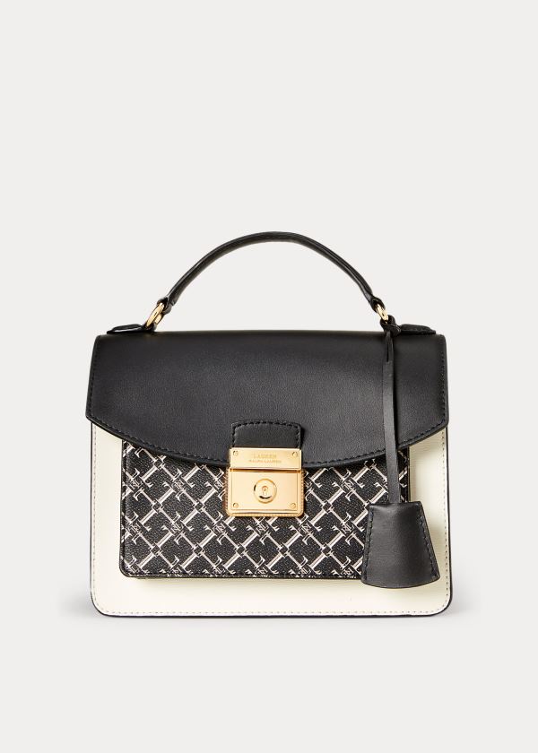 Ralph Lauren Saffiano Læder Satchel Černé Krém | CBxEDGv8