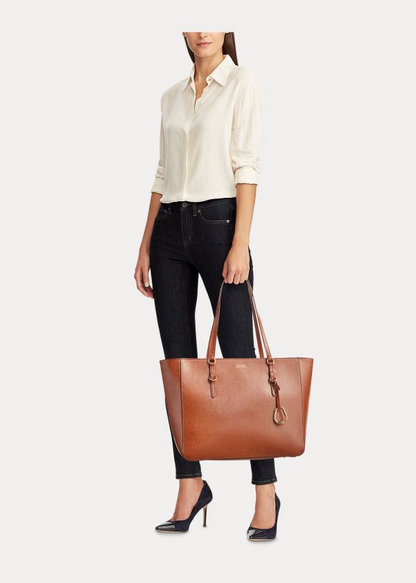 Ralph Lauren Saffiano Læder Shopper Hnědé | RPSMtlEu
