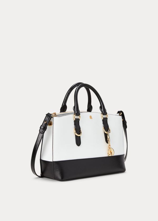 Ralph Lauren Saffiano Mini Læder Satchel Bílé Černé | Res2GkYT