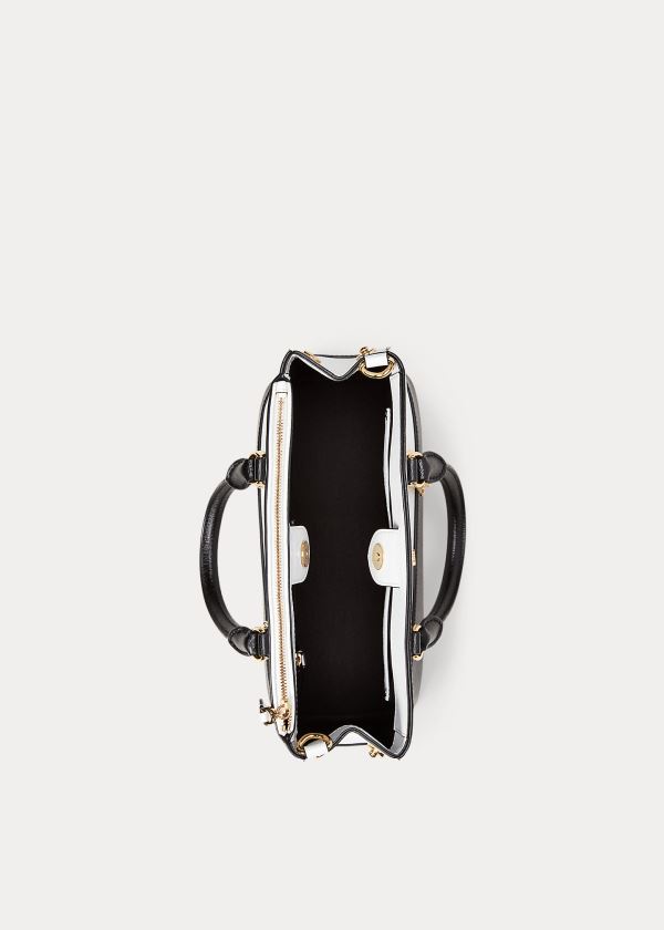 Ralph Lauren Saffiano Mini Læder Satchel Bílé Černé | Res2GkYT