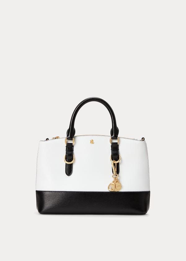 Ralph Lauren Saffiano Mini Læder Satchel Bílé Černé | Res2GkYT