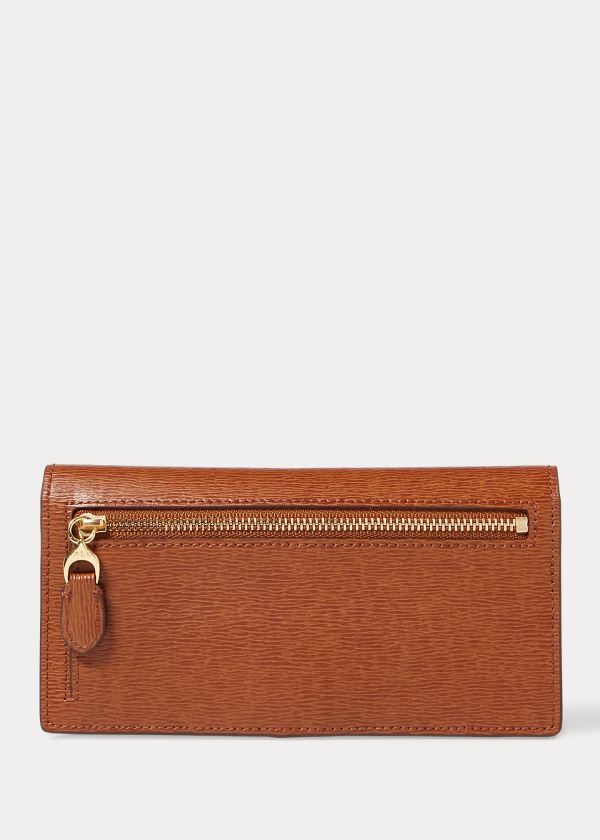 Ralph Lauren Saffiano Slim Læder Wallet Hnědé | j4QVriGj