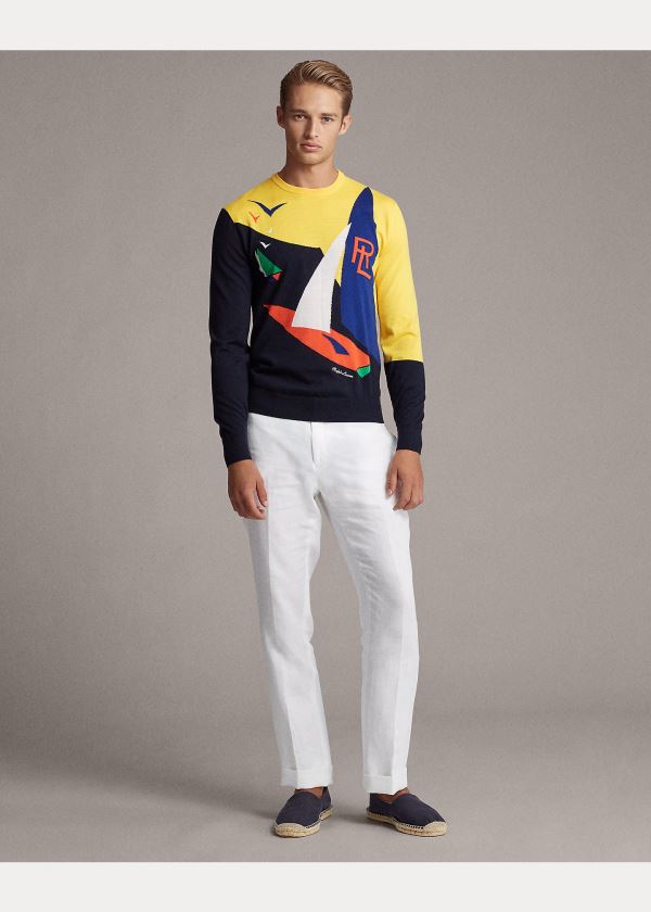 Ralph Lauren Sailboat Cashmere Svetrové Tmavě Blankyt Viacfarebný | UGp80qVi