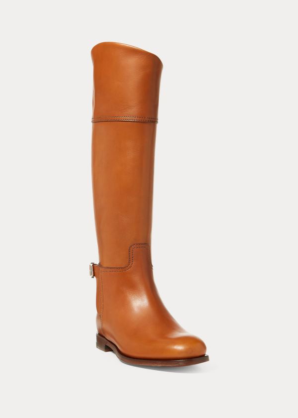 Ralph Lauren Sallen Calfskin Jezdectví Boot Hnědé | 8saVLyjO