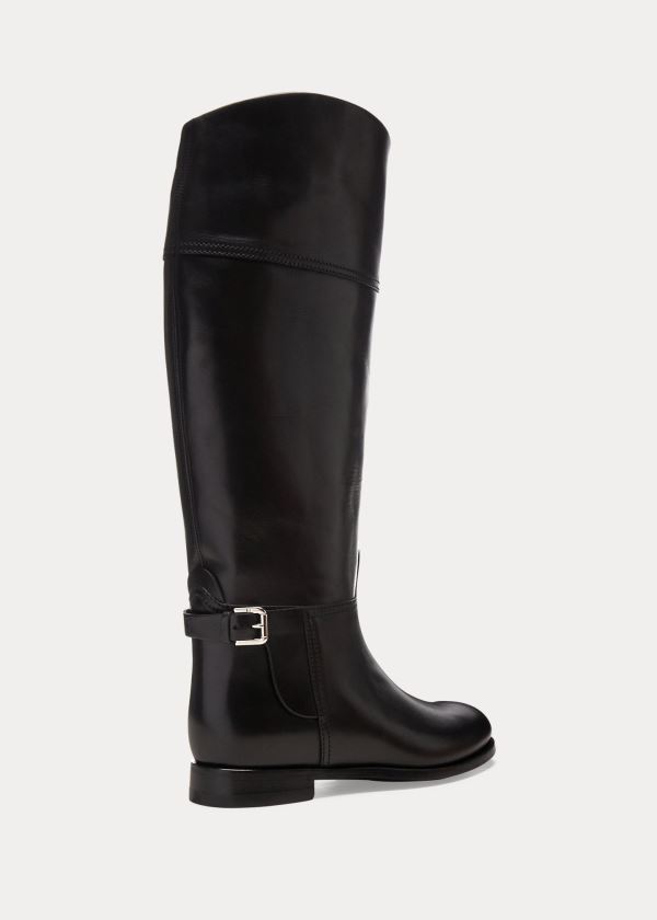 Ralph Lauren Sallen Calfskin Jezdectví Boot Černé | TtkZBRZz