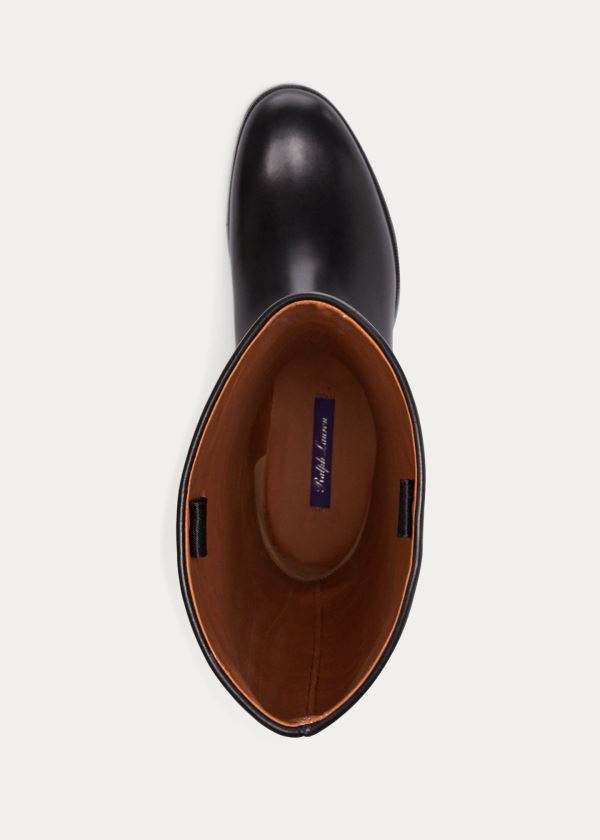 Ralph Lauren Sallen Calfskin Jezdectví Boot Černé | TtkZBRZz