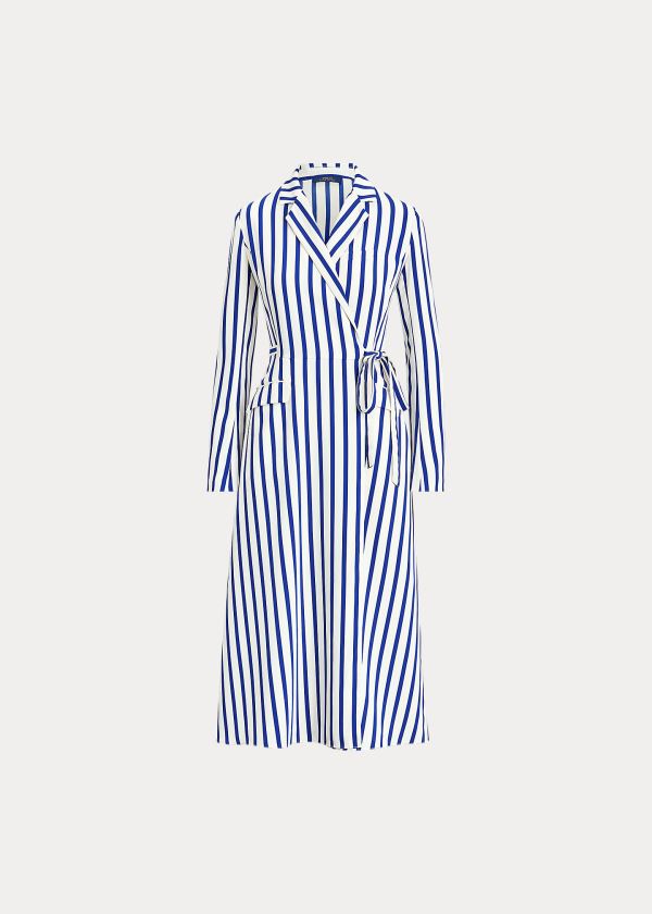 Ralph Lauren Satin Long-Sleeve Wrap Šaty Blankyt Bílé | UviIJ3Iq