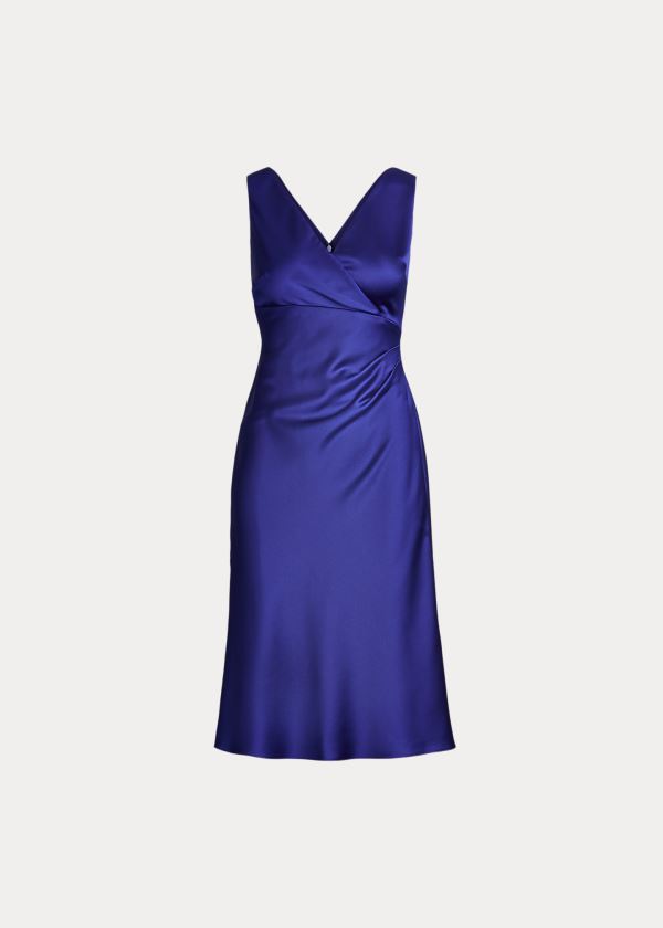 Ralph Lauren Satin Surplice Šaty Blankyt | um9G7Fmi