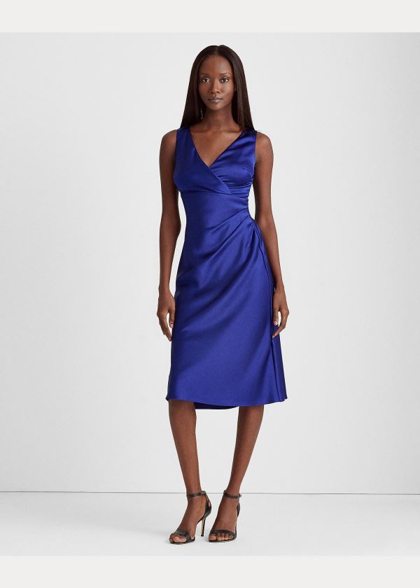 Ralph Lauren Satin Surplice Šaty Blankyt | um9G7Fmi