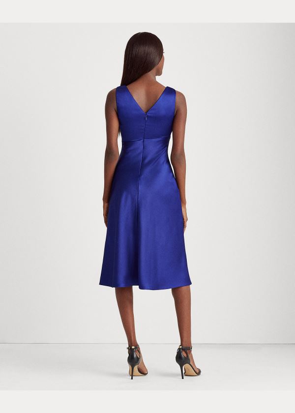 Ralph Lauren Satin Surplice Šaty Blankyt | um9G7Fmi