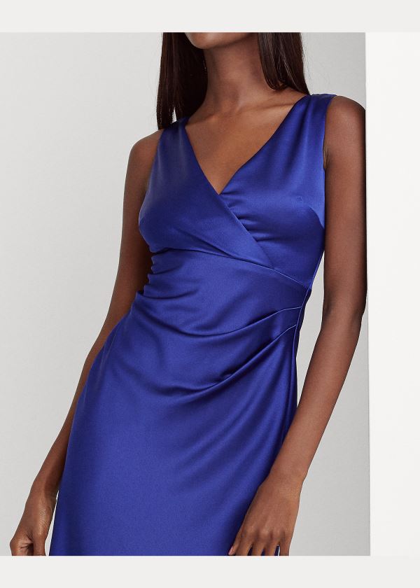 Ralph Lauren Satin Surplice Šaty Blankyt | um9G7Fmi
