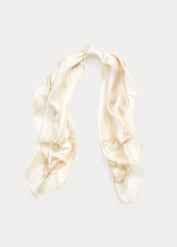 Ralph Lauren Scarlett Silk Twill Scarf Krém | saW9Ayuz