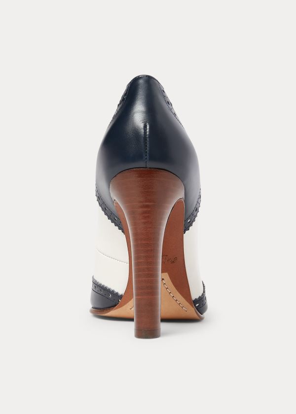 Ralph Lauren Scarlette Calfskin Pump Béžový Tmavě Blankyt | ETeVJiS9