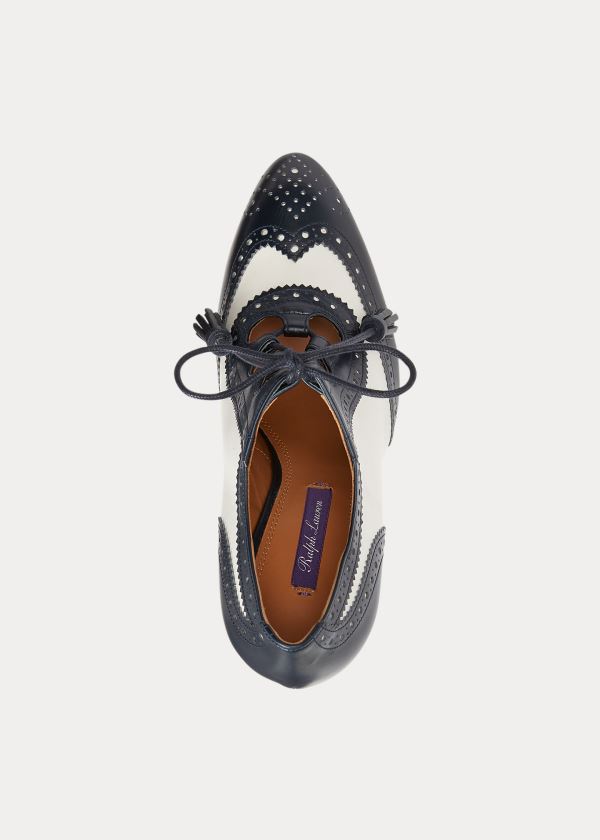 Ralph Lauren Scarlette Calfskin Pump Béžový Tmavě Blankyt | ETeVJiS9