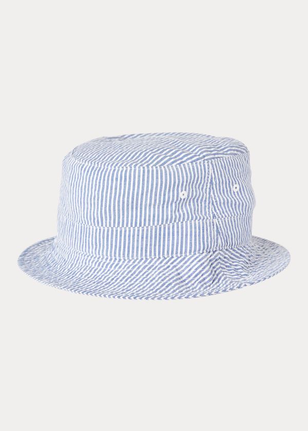 Ralph Lauren Seersucker Bucket Hat Blankyt Bílé | YaoRrPtF