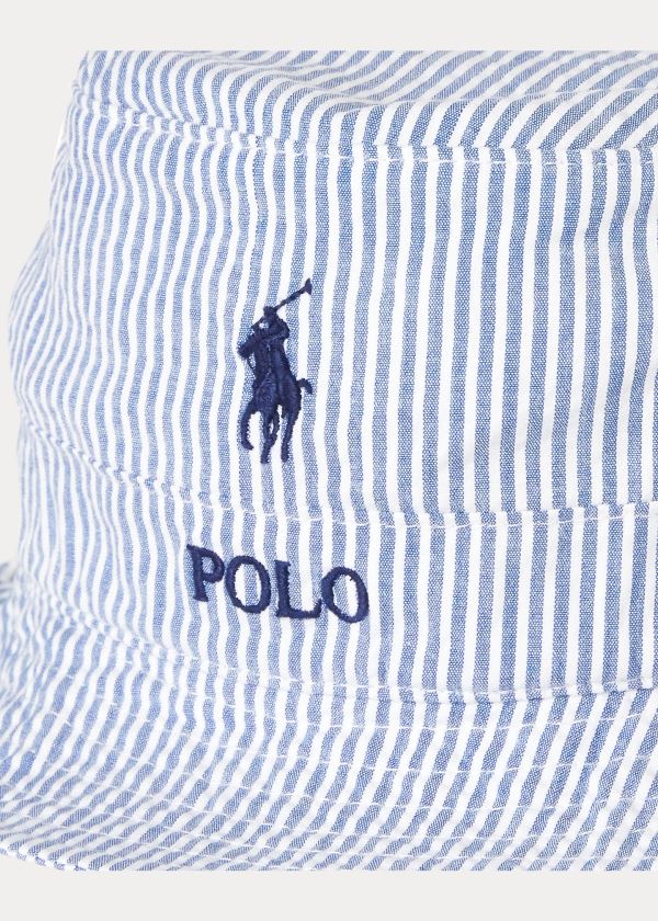 Ralph Lauren Seersucker Bucket Hat Blankyt Bílé | YaoRrPtF