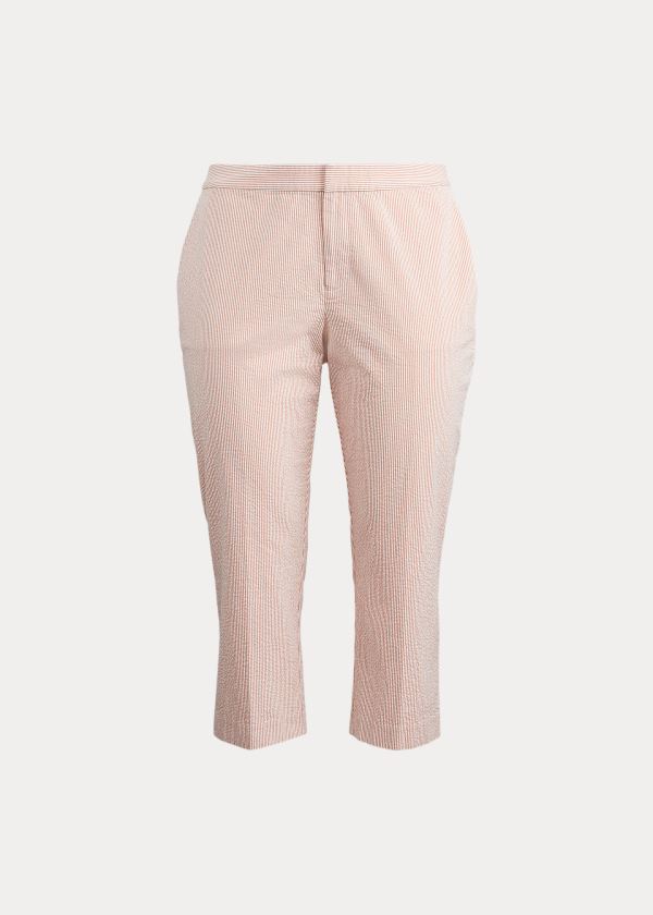 Ralph Lauren Seersucker Straight Pant Červené Bílé | wVFzBGrW