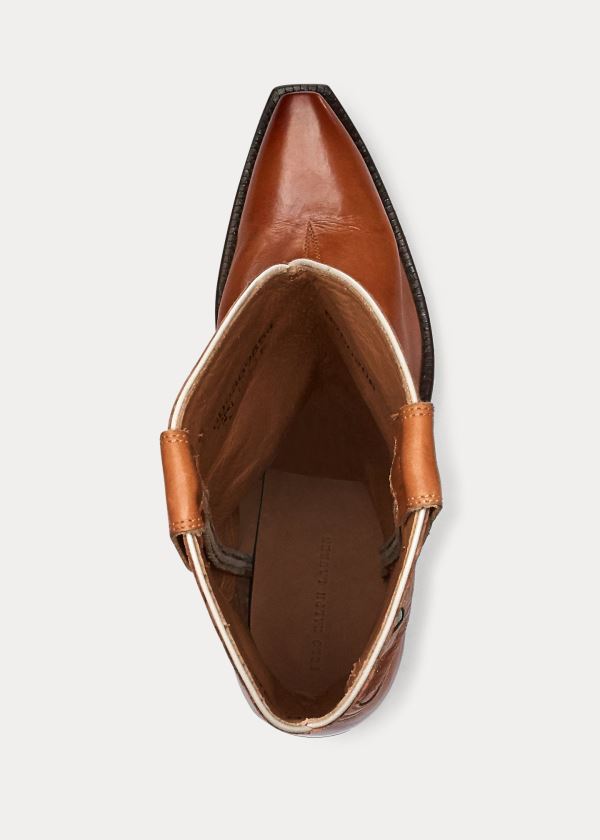 Ralph Lauren Selene Læder Cowboy Boot Hnědé | 4bdELY3F