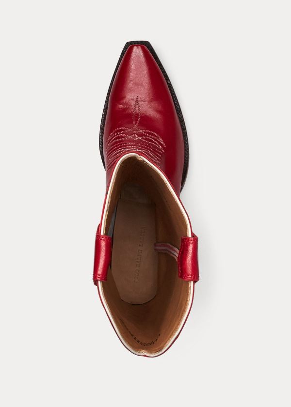 Ralph Lauren Selene Læder Cowboy Boot Červené | L6kmsn3r