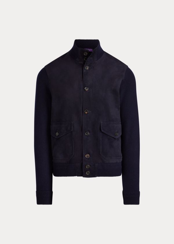 Ralph Lauren Semišové-Cashmere Skeet Jacket Tmavě Blankyt | 2ws0AVvg