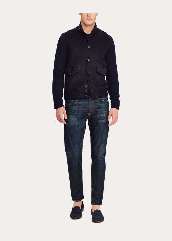 Ralph Lauren Semišové-Cashmere Skeet Jacket Tmavě Blankyt | 2ws0AVvg