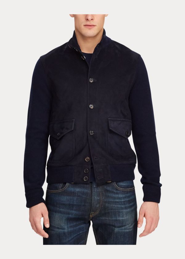Ralph Lauren Semišové-Cashmere Skeet Jacket Tmavě Blankyt | 2ws0AVvg