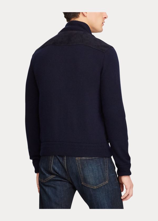 Ralph Lauren Semišové-Cashmere Skeet Jacket Tmavě Blankyt | 2ws0AVvg