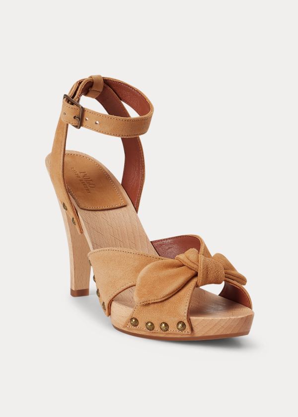 Ralph Lauren Semišové Clog Sandal Hnědé | tzYsTWHW