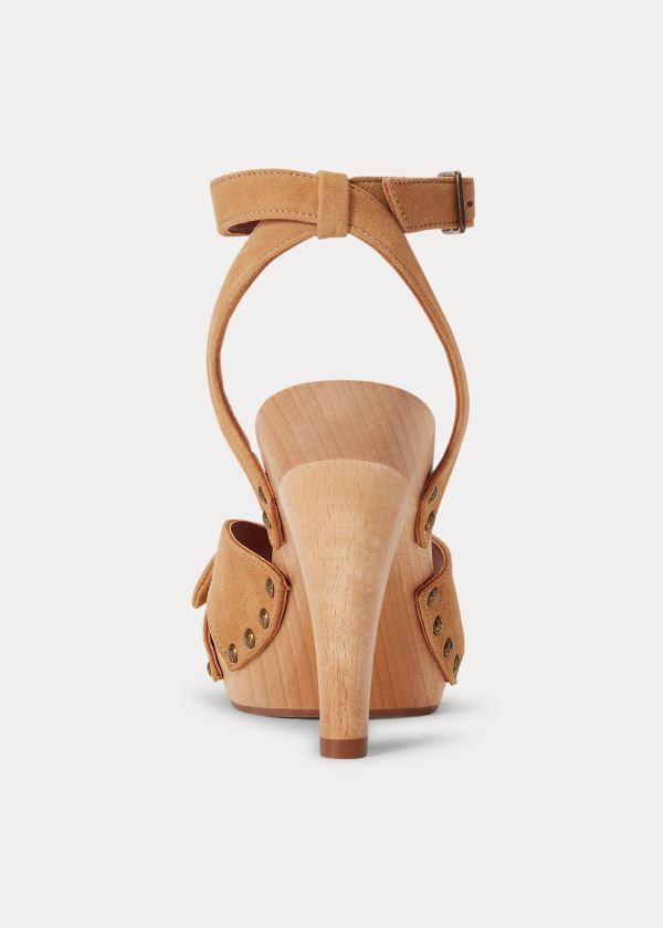 Ralph Lauren Semišové Clog Sandal Hnědé | tzYsTWHW