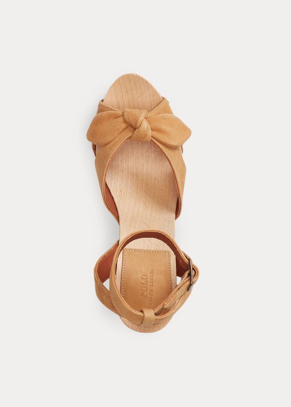 Ralph Lauren Semišové Clog Sandal Hnědé | tzYsTWHW