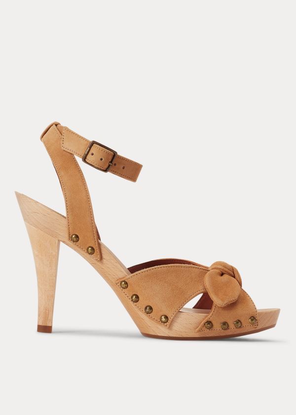 Ralph Lauren Semišové Clog Sandal Hnědé | tzYsTWHW
