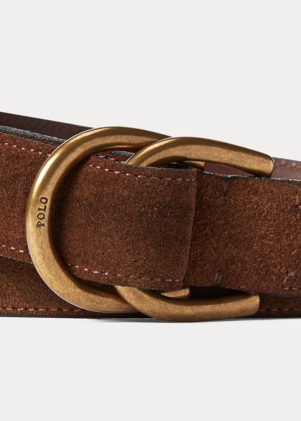 Ralph Lauren Semišové D-Ring Belt Hnědé | gQcTPYP7