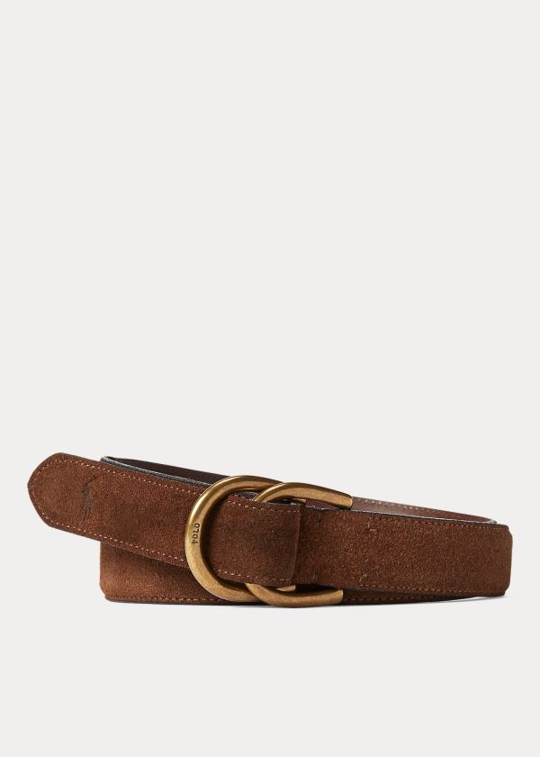 Ralph Lauren Semišové D-Ring Belt Hnědé | gQcTPYP7