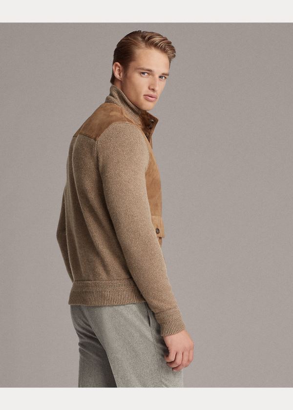 Ralph Lauren Semišové-Front Cashmere Cardigan Hnědé | 6r6fZgvM
