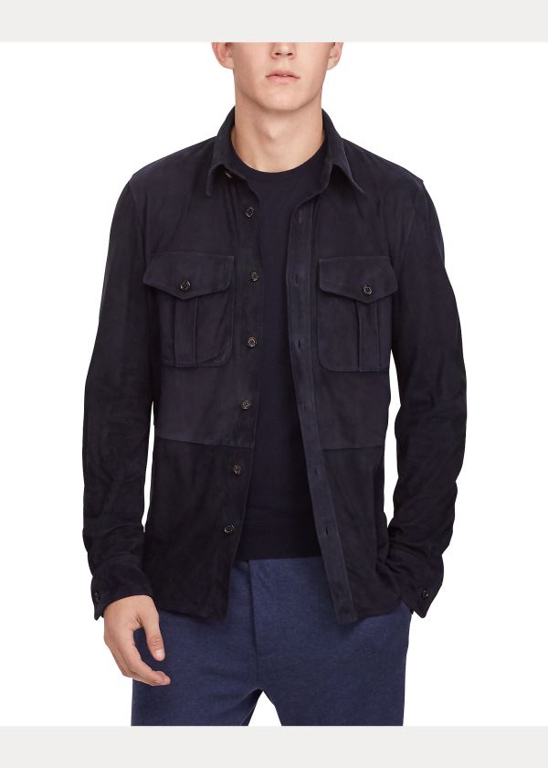 Ralph Lauren Semišové Jacket Tmavě Blankyt | 8o0OGdWH