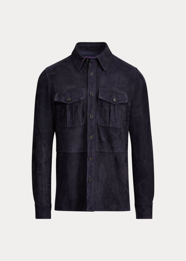 Ralph Lauren Semišové Jacket Tmavě Blankyt | 8o0OGdWH