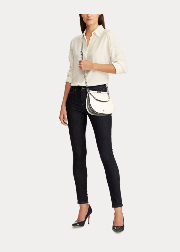Ralph Lauren Semišové Mini Round Satchel Krém | Xt2yMmVW