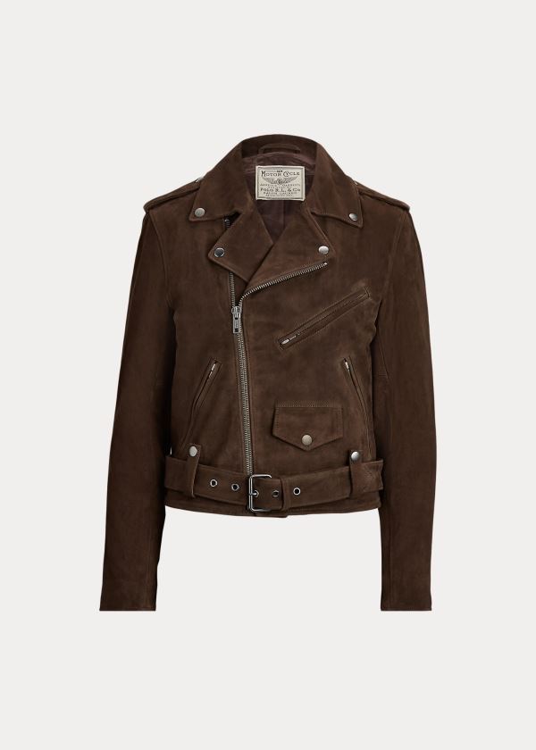 Ralph Lauren Semišové Moto Jacket Hnědé | y4abflCh