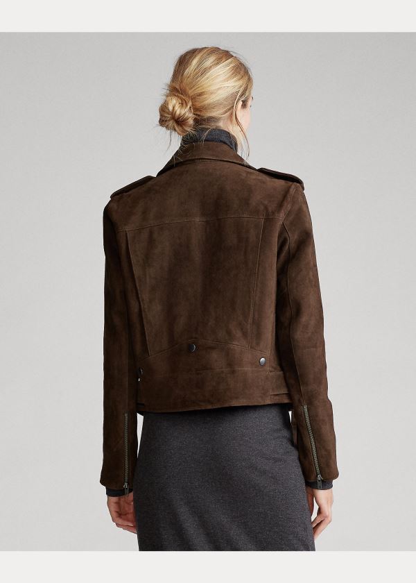 Ralph Lauren Semišové Moto Jacket Hnědé | y4abflCh