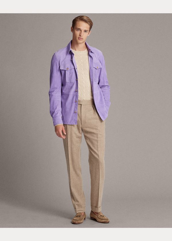 Ralph Lauren Semišové Overshirt Fialové | pzKdDgLG